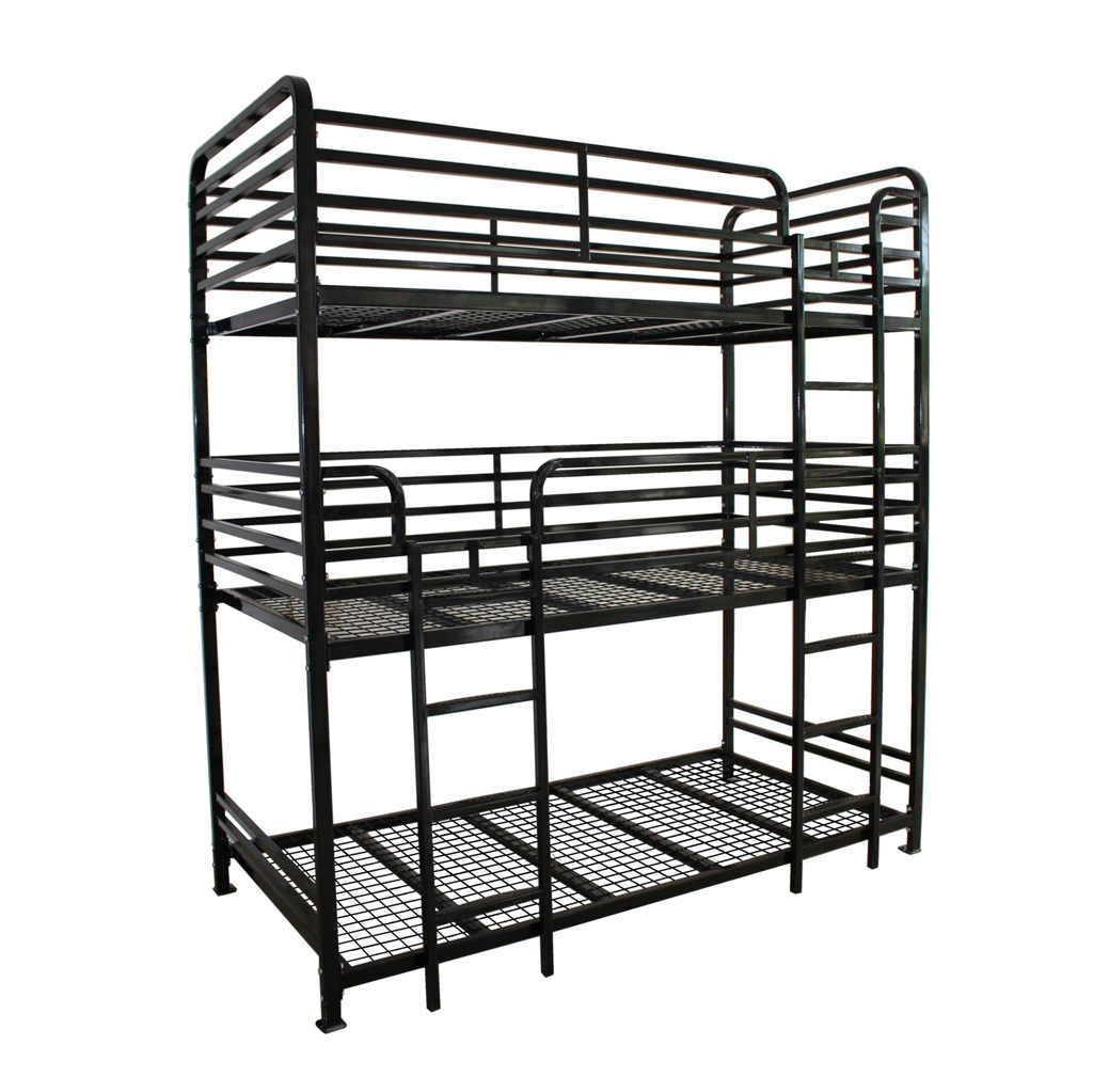 white triple bunk bed with storage