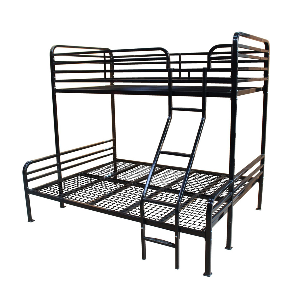 Dallas Single Over Double Bunk Bed - Industrial Style Black Metal